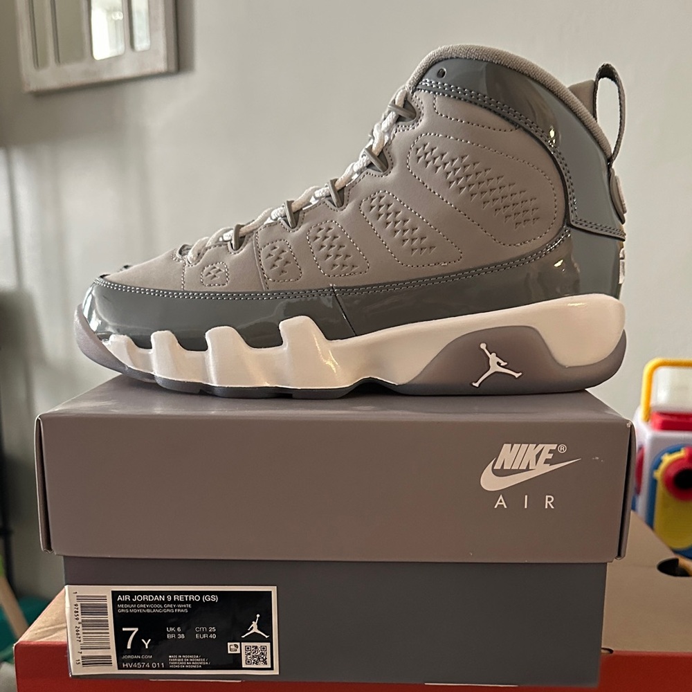 Jordan Gray and White Athletic Shoes